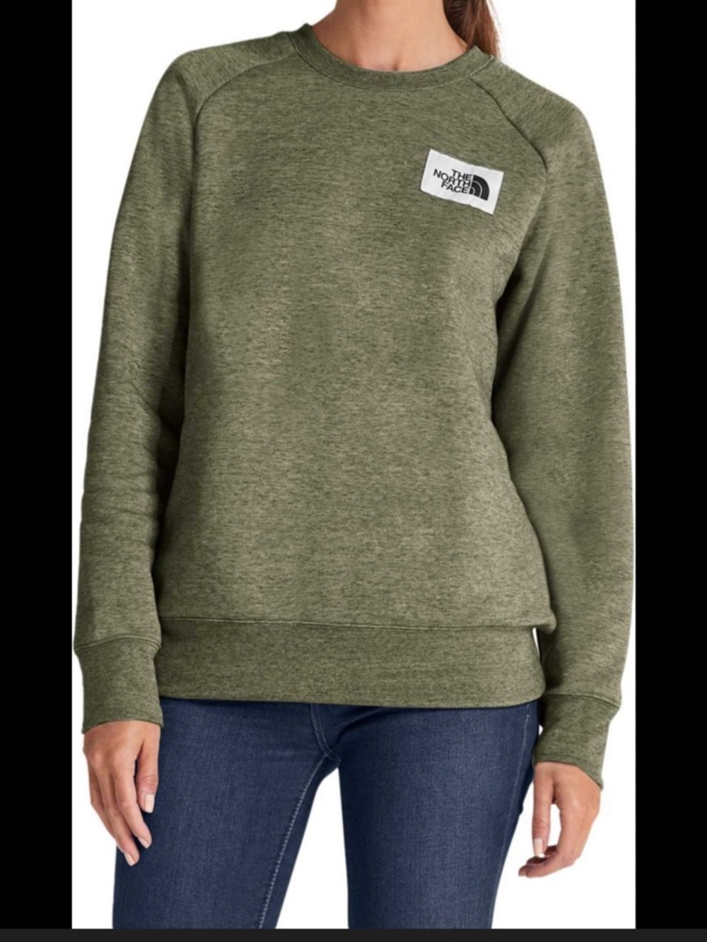 The North Face Women’s Heritage Patch Crew Sweatshirt Sage Green Heather L